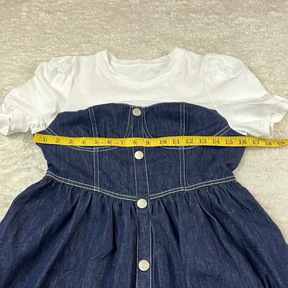 Seattle denim fit and flare button down bustier fit and flare dress, size L - Picture 5 of 7